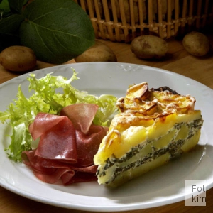 Kartoffelt�rte med parmaskinke